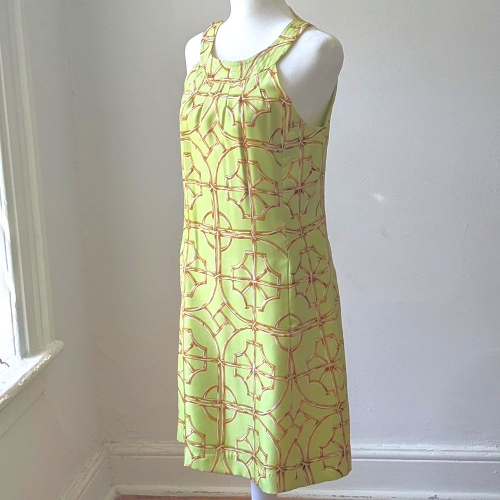 NWT J.McLAUGHLIN silk Green And Brown Sleeveless Summer Dress